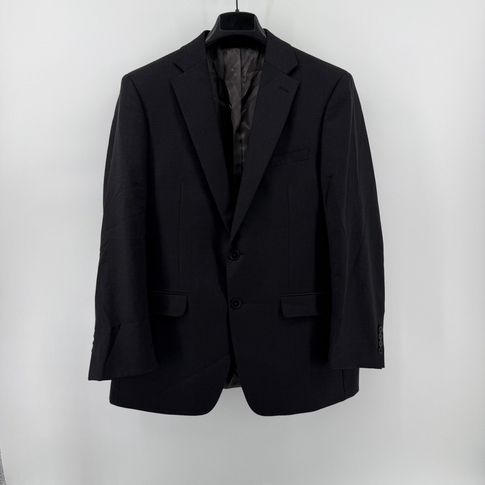 Calvin Klein Mens 42R Black 100% Wool 2-Button Suit Jacket Blazer Formal
